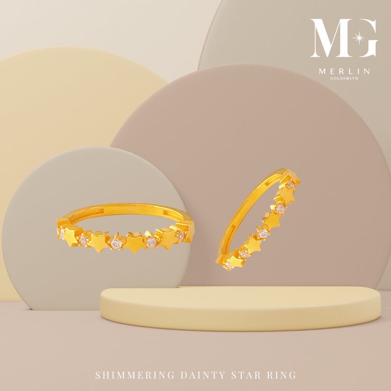 916 Gold Shimmering Dainty Star Ring Singapore Jewellery | Merlin Goldsmith